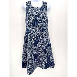 A Pea in the Pod Maternity Dress Womens Sz Large Floral Navy Crisscross